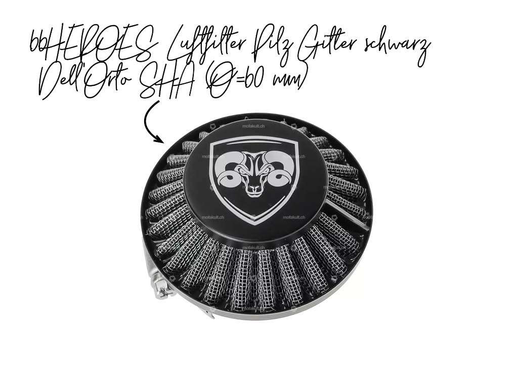 66HEROES Luftfilter Pilz Gitter schwarz Dell'Orto SHA (Ø=60 mm) 66HEROES Luftfilter Pilz Gitter schwarz Dell'Orto SHA (Ø=60 mm)