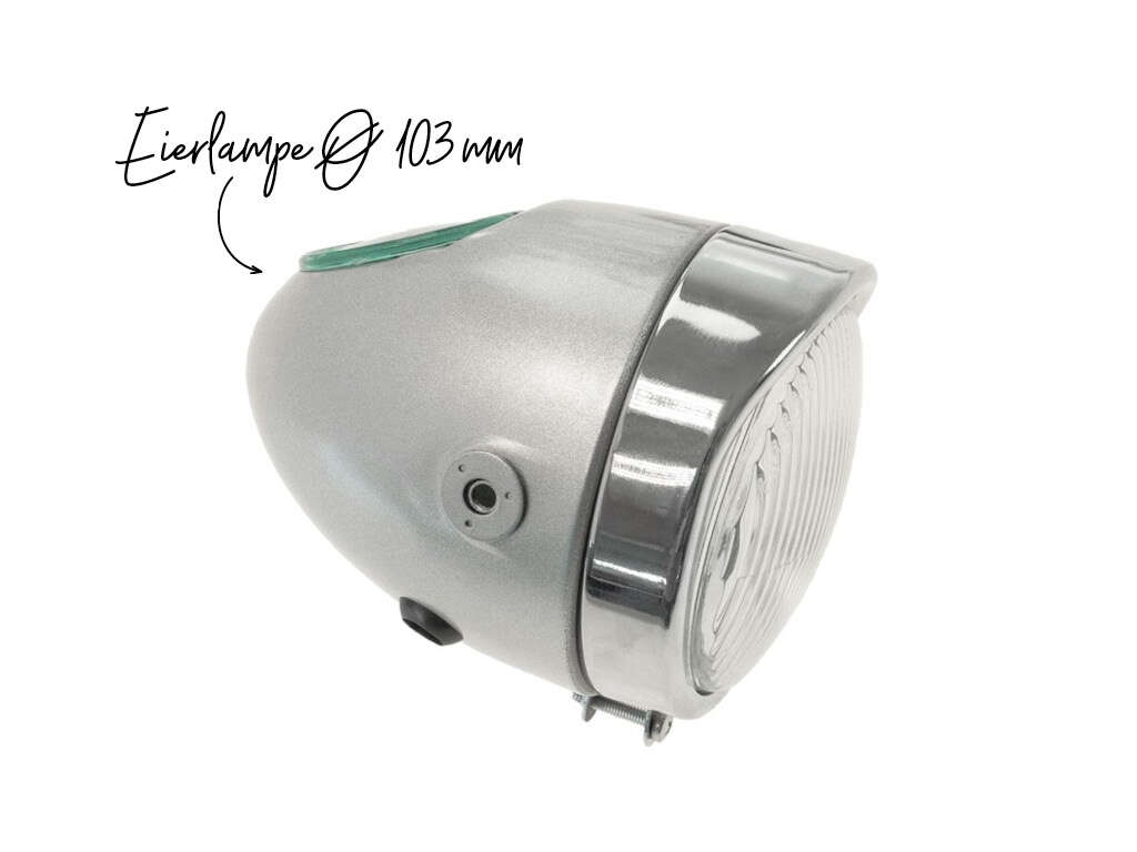 Eierlampe Ø 103 mm silber (seitliche Bef.) Eierlampe Ø 103 mm silber (seitliche Bef.)