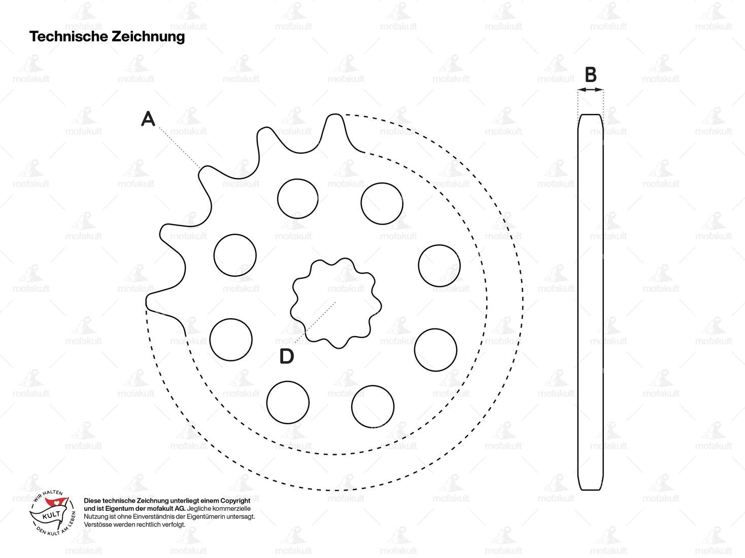 GPO sprocket 15 teeth rubber pad white | Puch Carousel Image 4