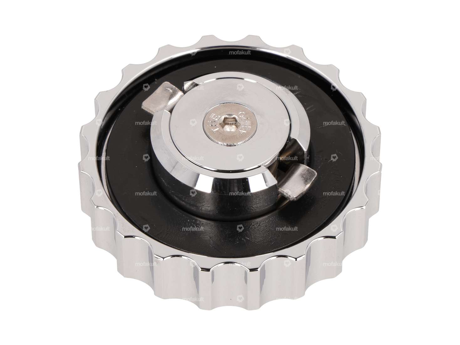 66HEROES Tankdeckel «Pony» Bajonett 30 mm Chrom Carousel Image 2