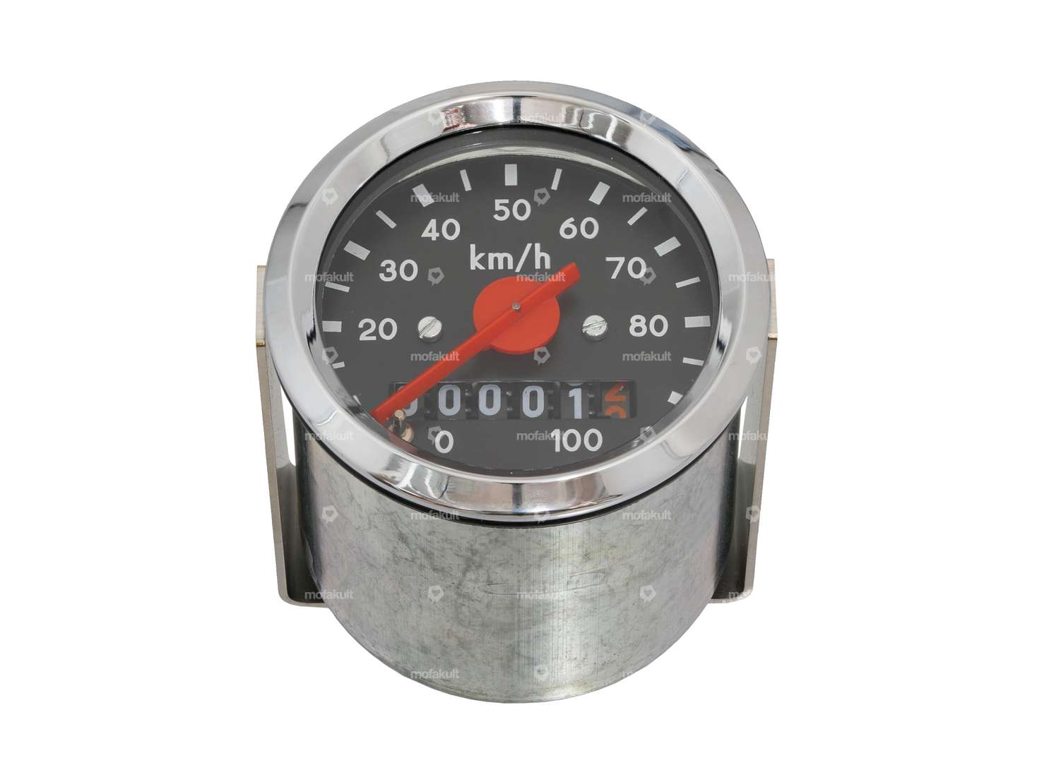 Tacho 100 km/h Ø 48 mm (schwarzes Ziffernblatt) Carousel Image 1