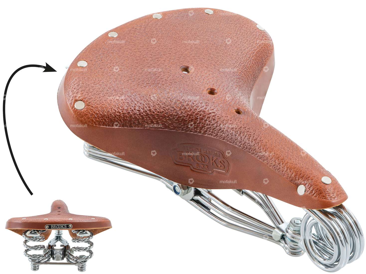 BROOKS saddle "Vintage" leather sprung brown Carousel Image 1