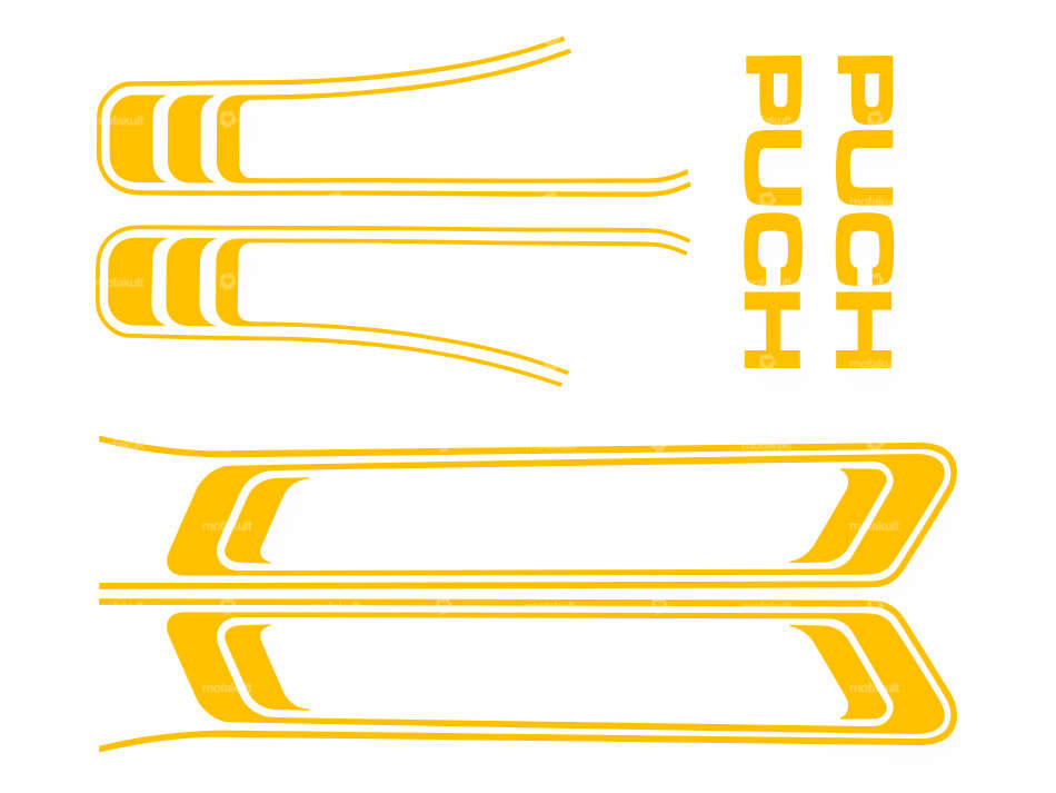 Klebersatz Tank & Rahmen gelb (1A-Qualität) Folienplot | Puch Maxi S Carousel Image 1