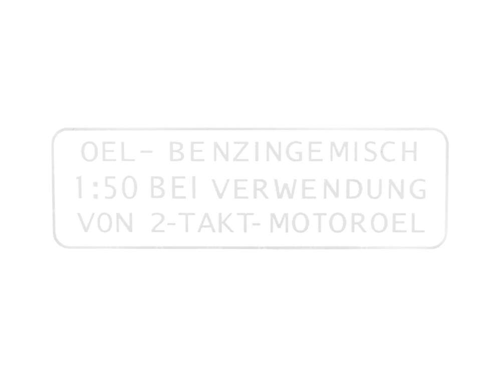 Sticker "OEL-BENZINGEMISCH 1:50" white 55 x 19 mm | Puch Carousel Image 1