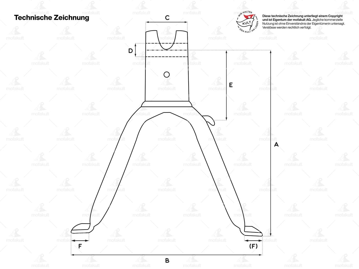 Hauptständer 10 mm Achse ohne Bolzen | Piaggio Ciao P, SC Carousel Image 3