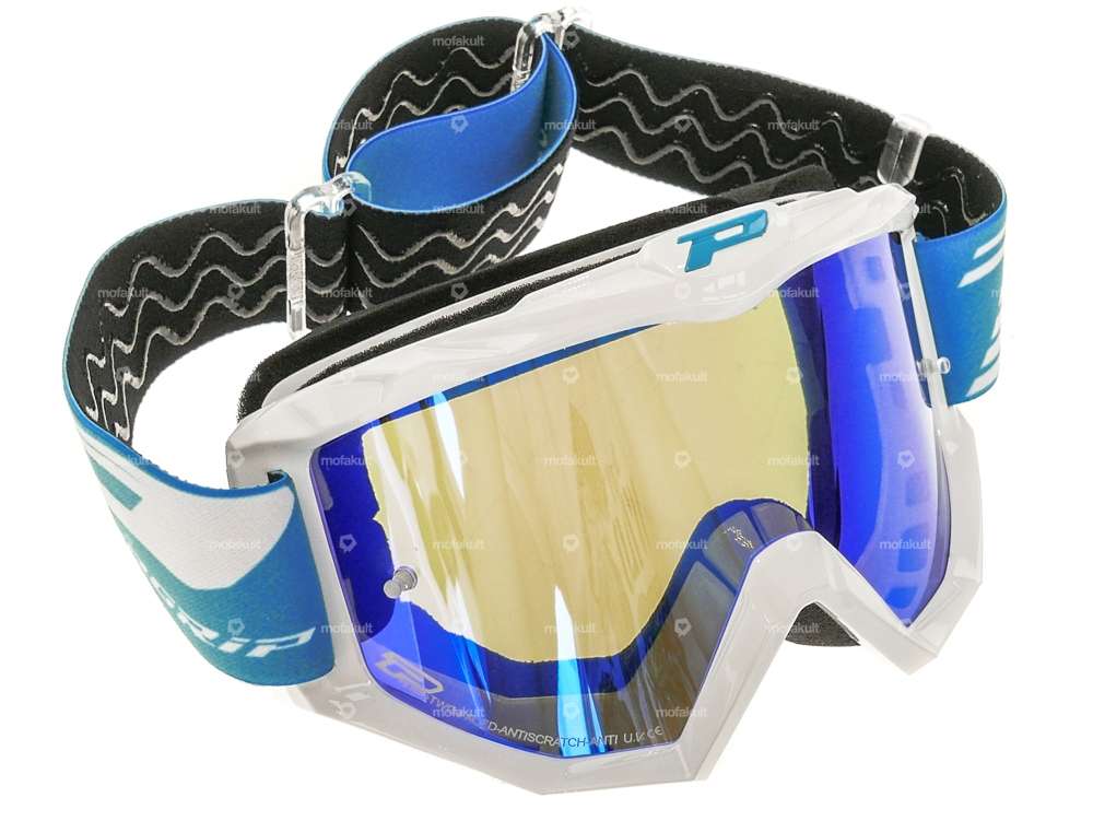 ProGrip goggles MX 3201 Raceline white blue mirrored Carousel Image 1
