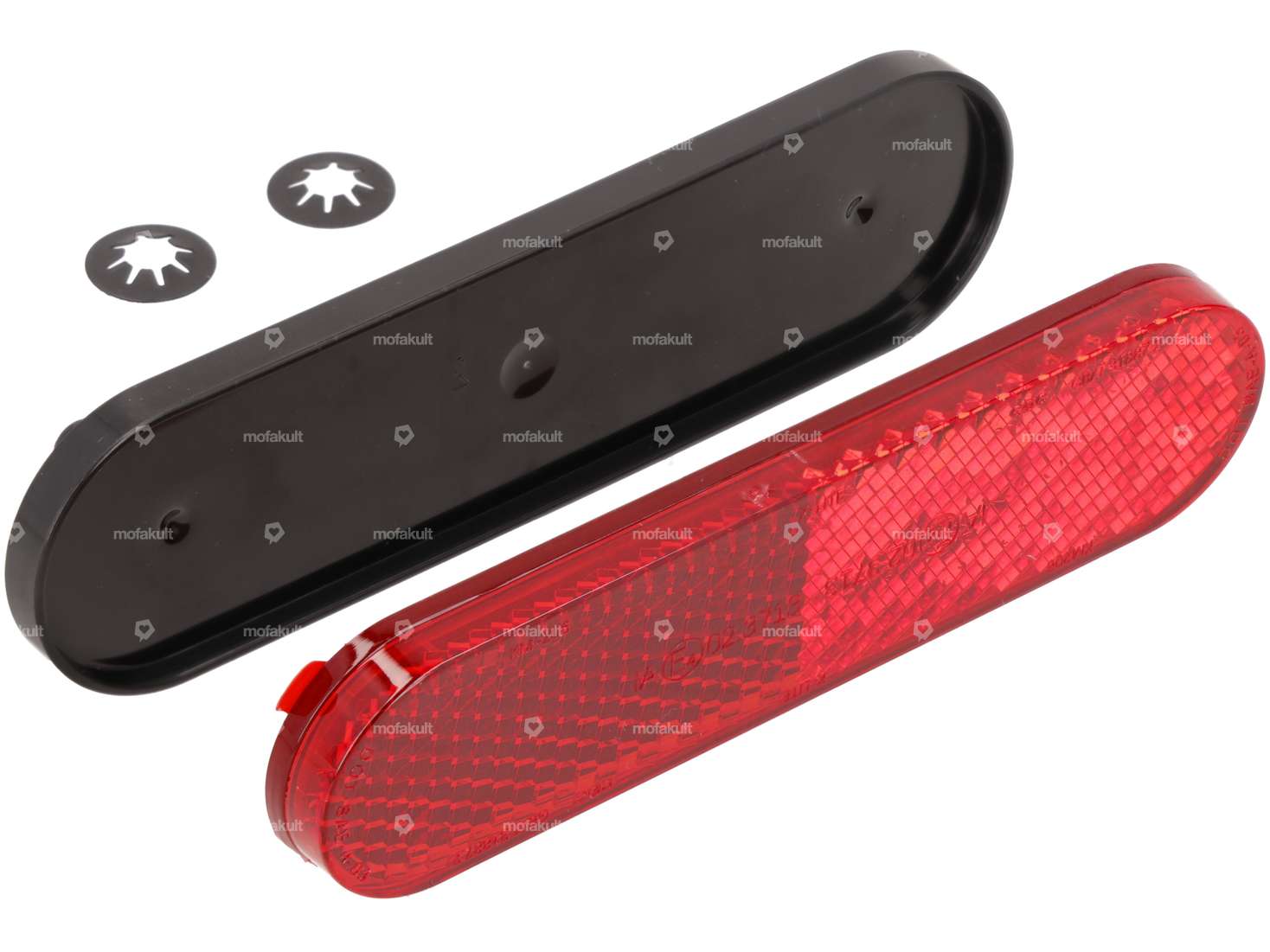 Reflector 100 x 2 mm with click fastening oval red Carousel Image 1