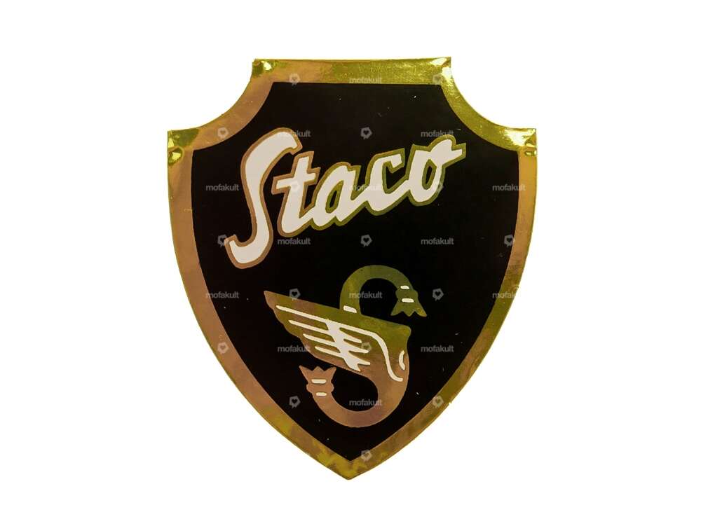 Aufkleber «Staco» 42 x 48 mm schwarz / gold NOS Carousel Image 1