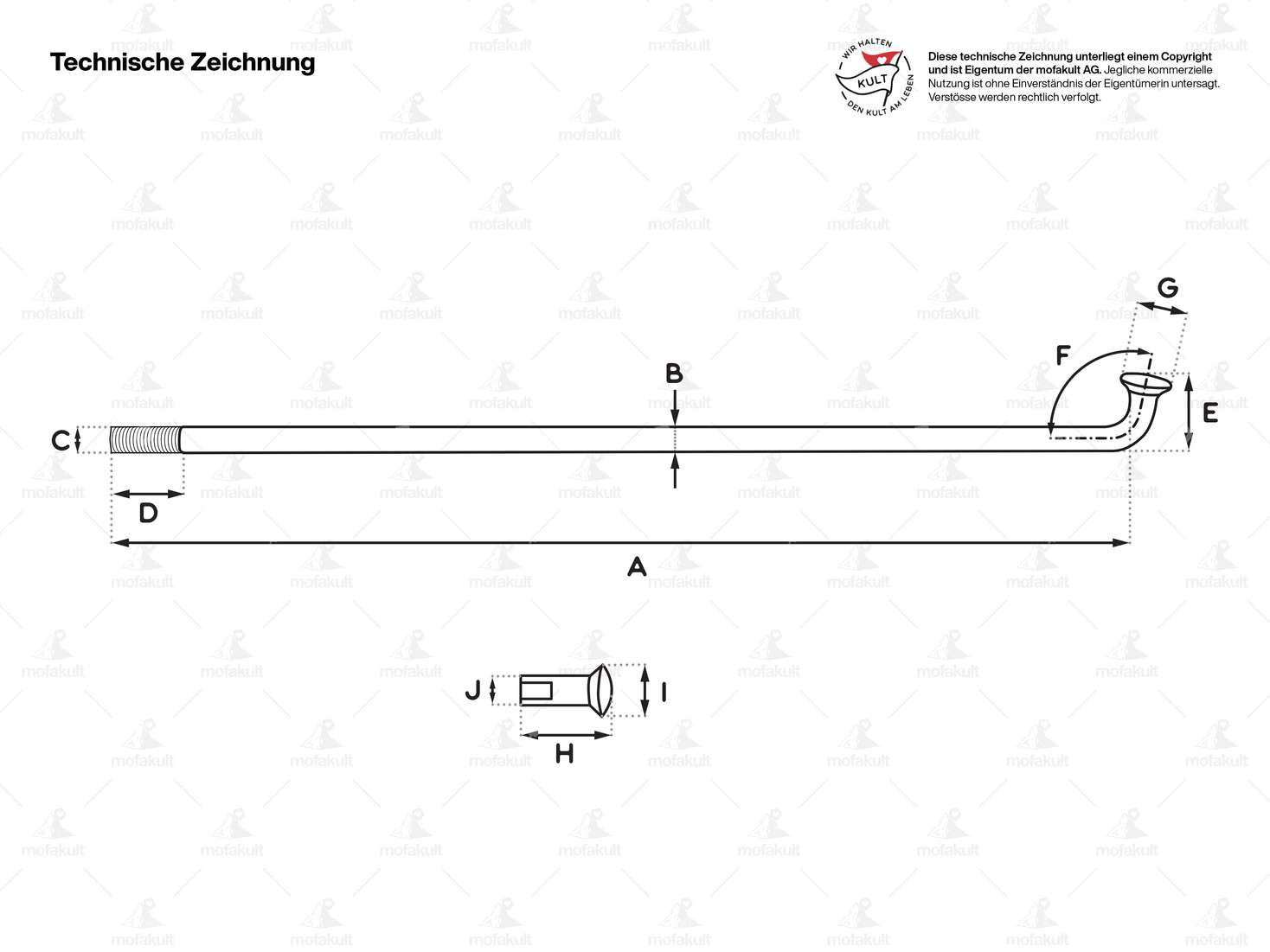 GPO 17" Speichen-Set inkl. Nippel (2.9 x 188 mm) gold Carousel Image 2