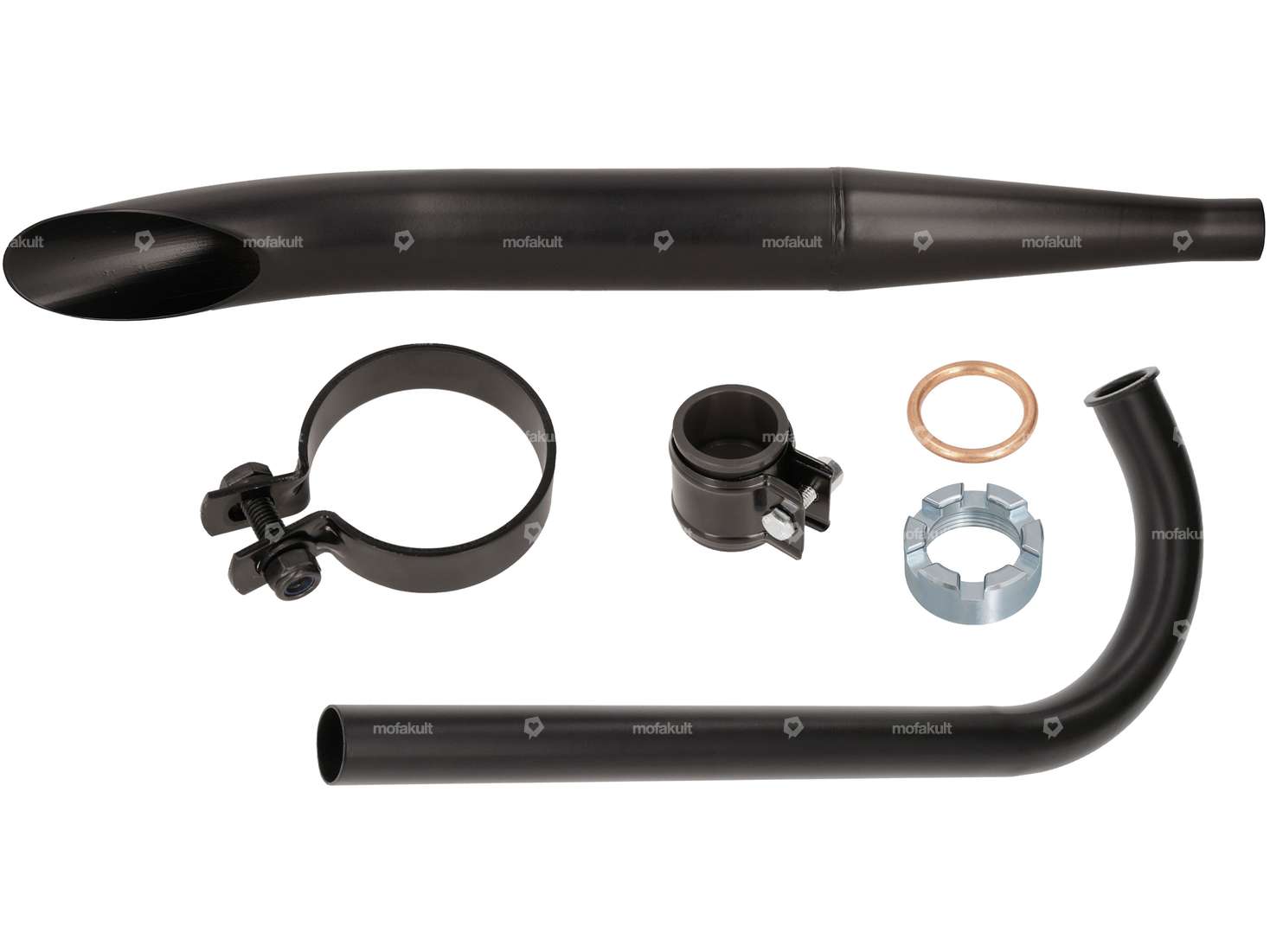 Auspuff-Set Sidepipe Ø 28 / 60 mm schwarz | Sachs 50/2 Carousel Image 1