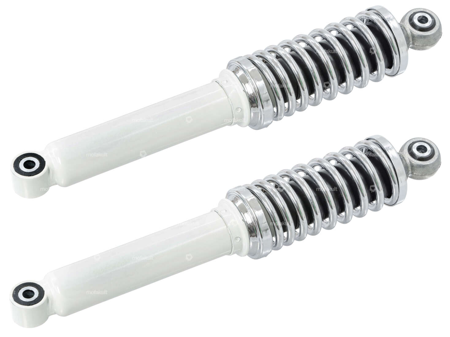Stossdämpfer 31 cm weiss / Chrom (Paar) NOS Carousel Image 1