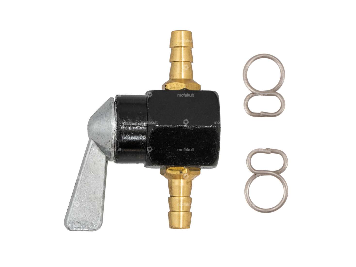 Benzinhahn gerade Zwischenstück schwarz Carousel Image 1