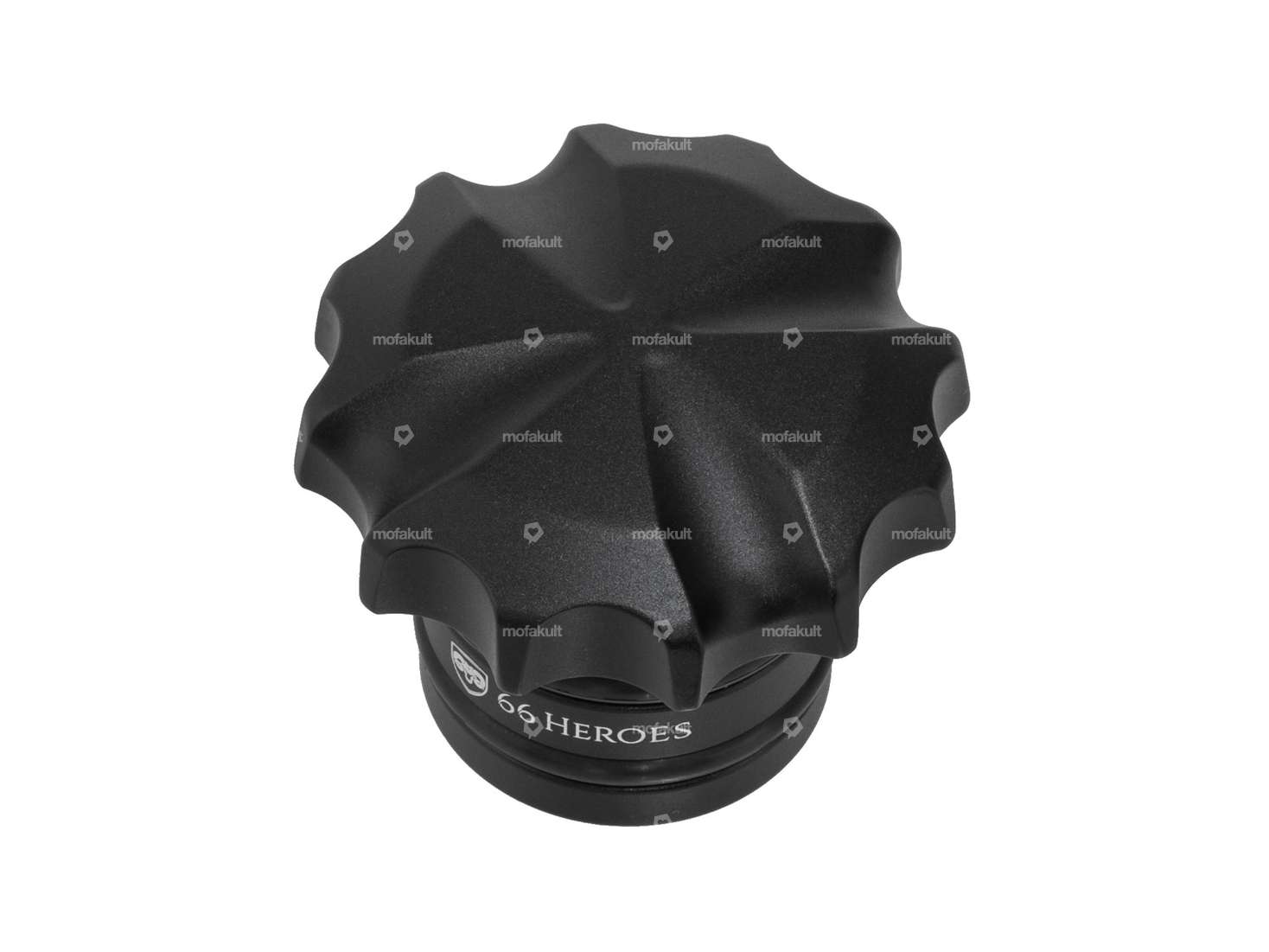 66HEROES Tank cap "Iron Cross" aluminum black | Piaggio Ciao, Bravo Carousel Image 1