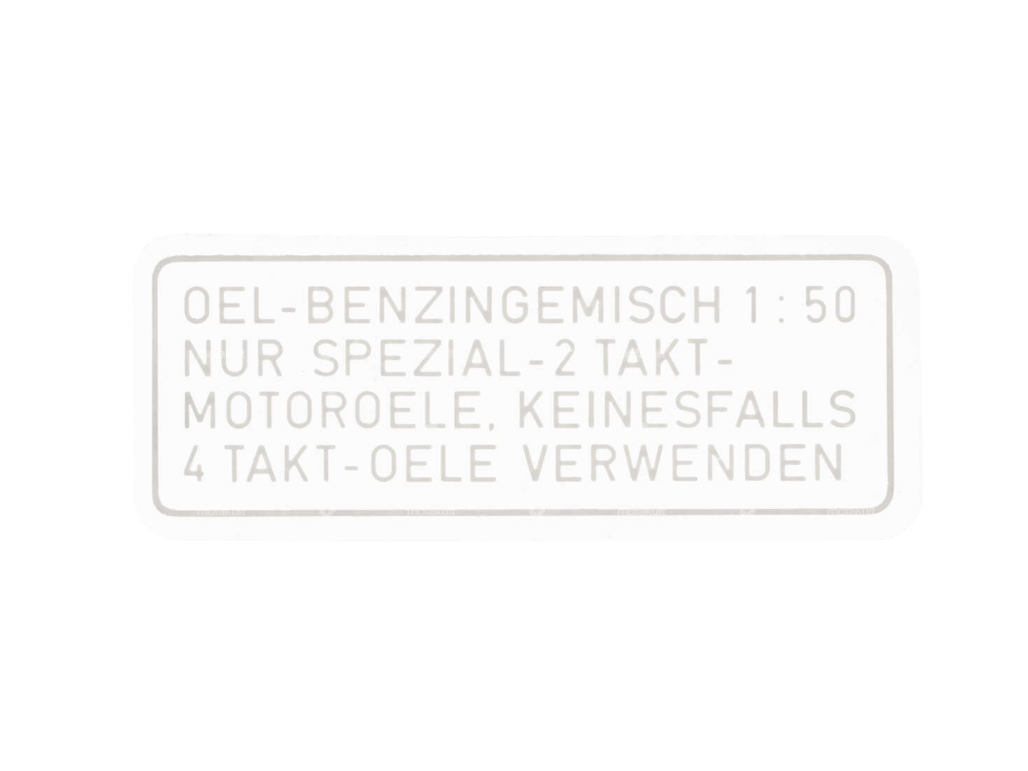 Aufkleber Benzin 1:50 weiss (Puch) 4-zeilig NOS Carousel Image 1