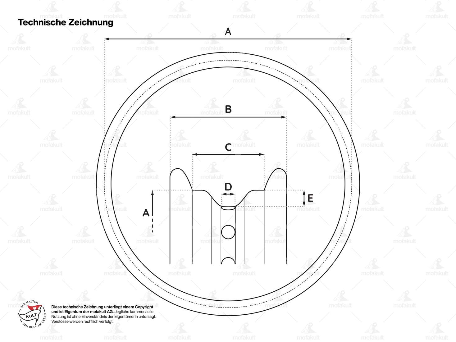 Felgenring 1.40 x 17" (53 mm) Chrom grosse Nippellöcher Carousel Image 4