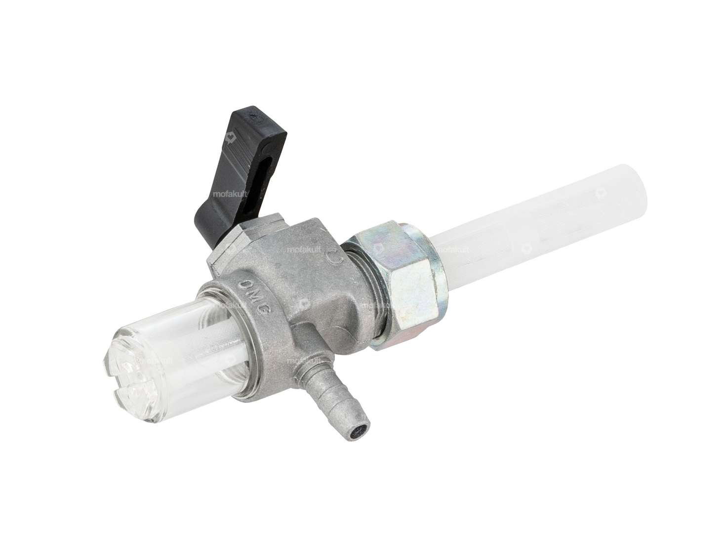 OMG fuel tap vertical M16x1 (with union nut) rear outgoing filter chamber plastic Carousel Image 2