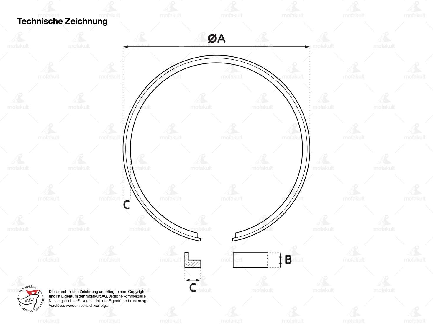 Meteor piston rings 39.4 mm (pair) | Piaggio Ciao, SI, Bravo, Boxer Carousel Image 4
