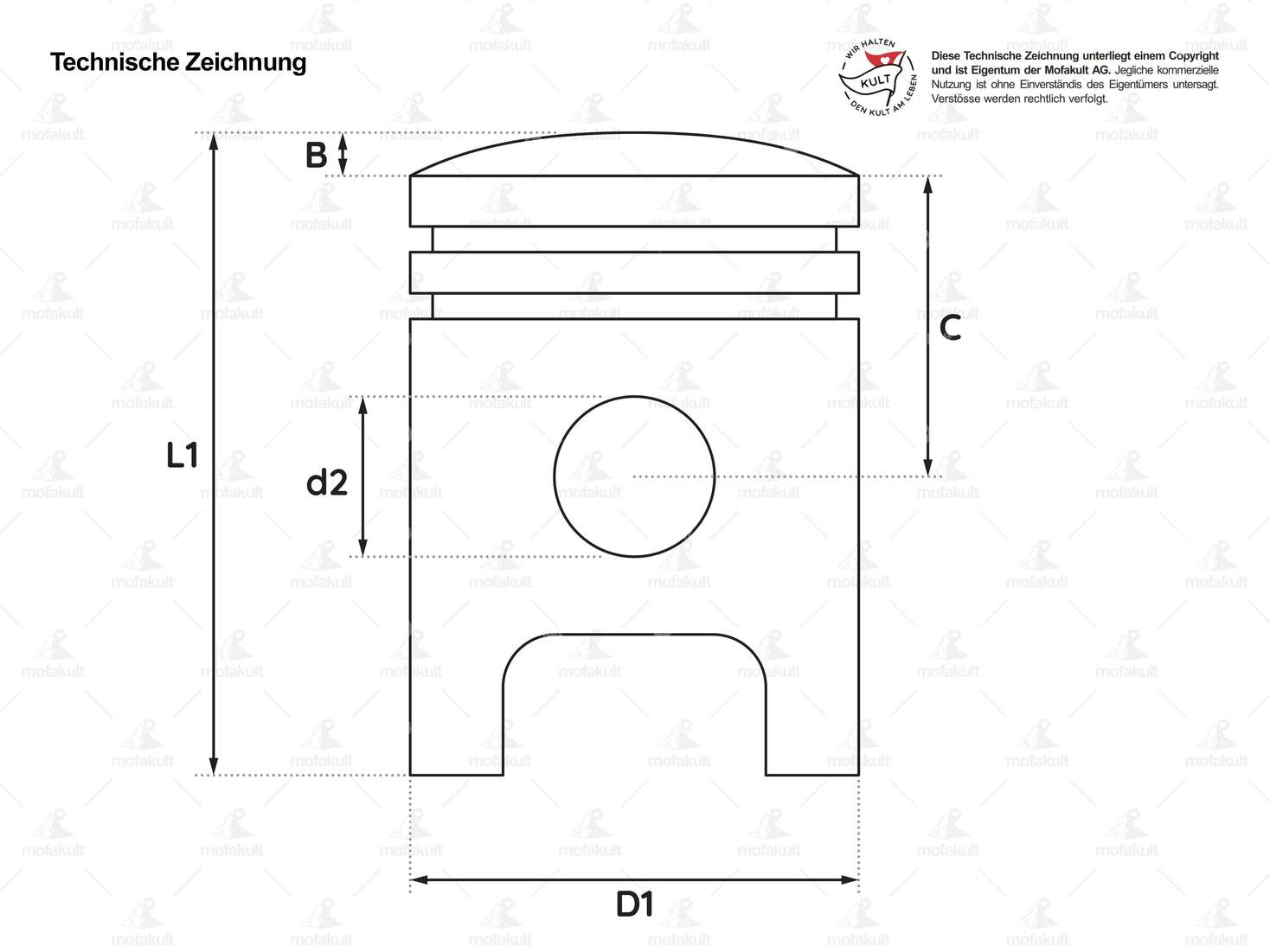 GPO Kolben 40 mm Rechteckringe (12 mm KoBO) | Puch X30 Velux gebläsegekühlt Carousel Image 2