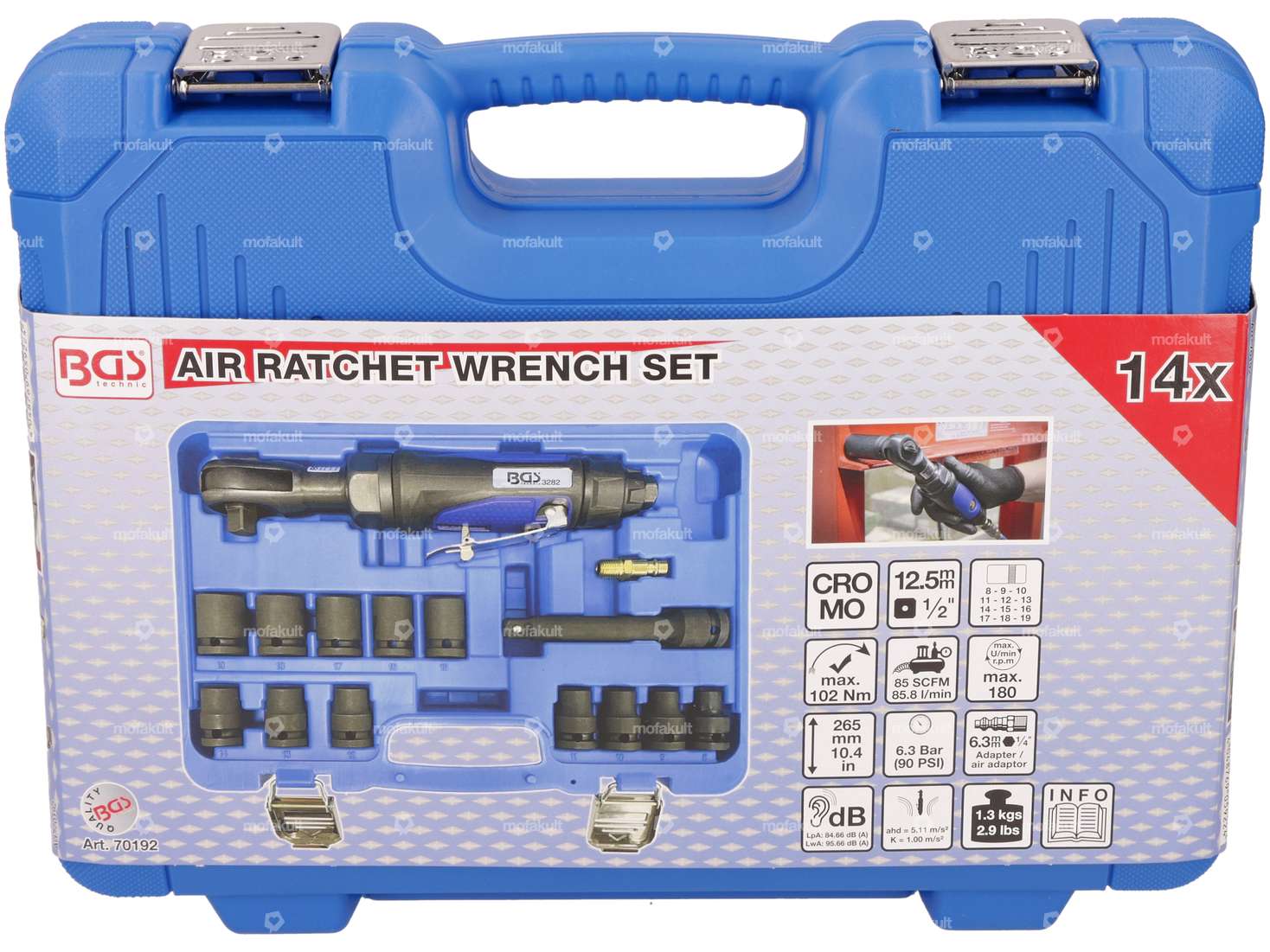 BGS Compressed air 1/4" ratchet screwdriver set max.102 Nm Carousel Image 3