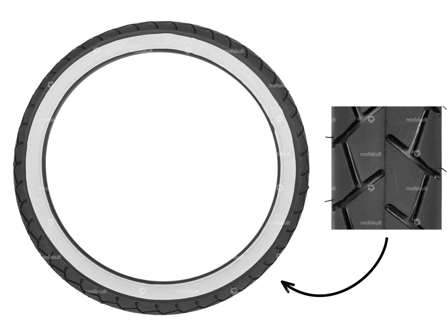 Mitas 2.75 x 17" tires MC11 Semi-Slick Whitewall Carousel Image 1
