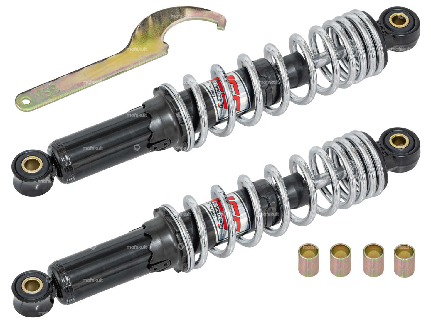 YSS Stossdämpfer 30 cm schwarz / Chrom (Öldruck) Carousel Image 1