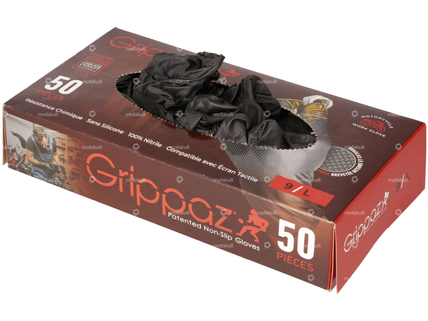 Montagehandschuhe Nitril gerippt (50 Stk.) Grösse L Carousel Image 1