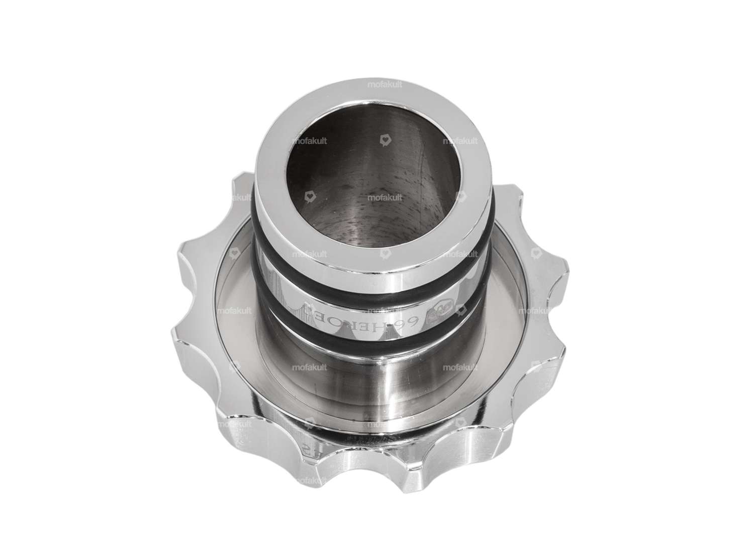 66HEROES Tank cap "Iron Cross" aluminum chrome | Piaggio Ciao, Bravo Carousel Image 2