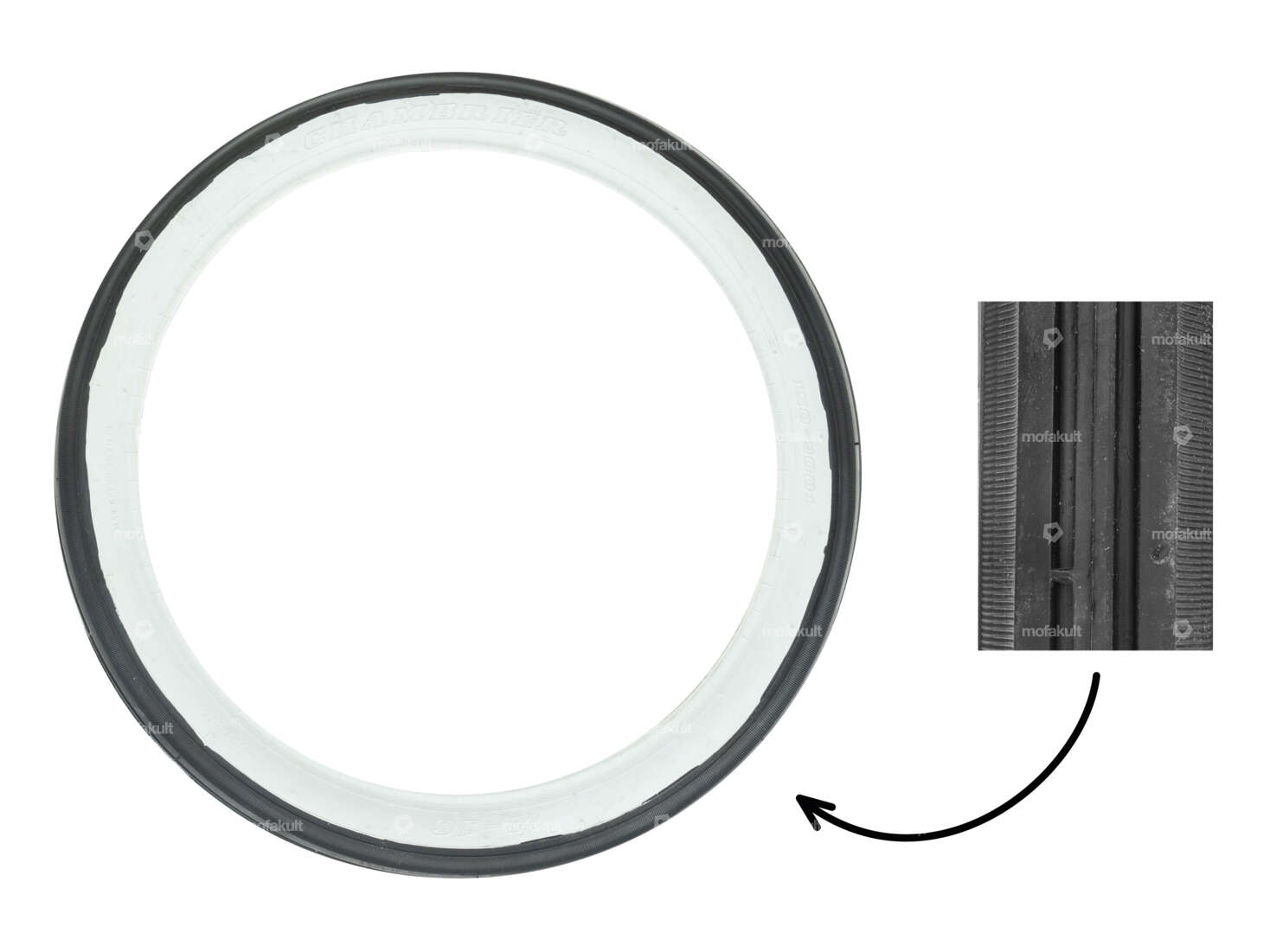 Fortune 2.00 x 16" tire friction roller whitewall | Solex Carousel Image 1