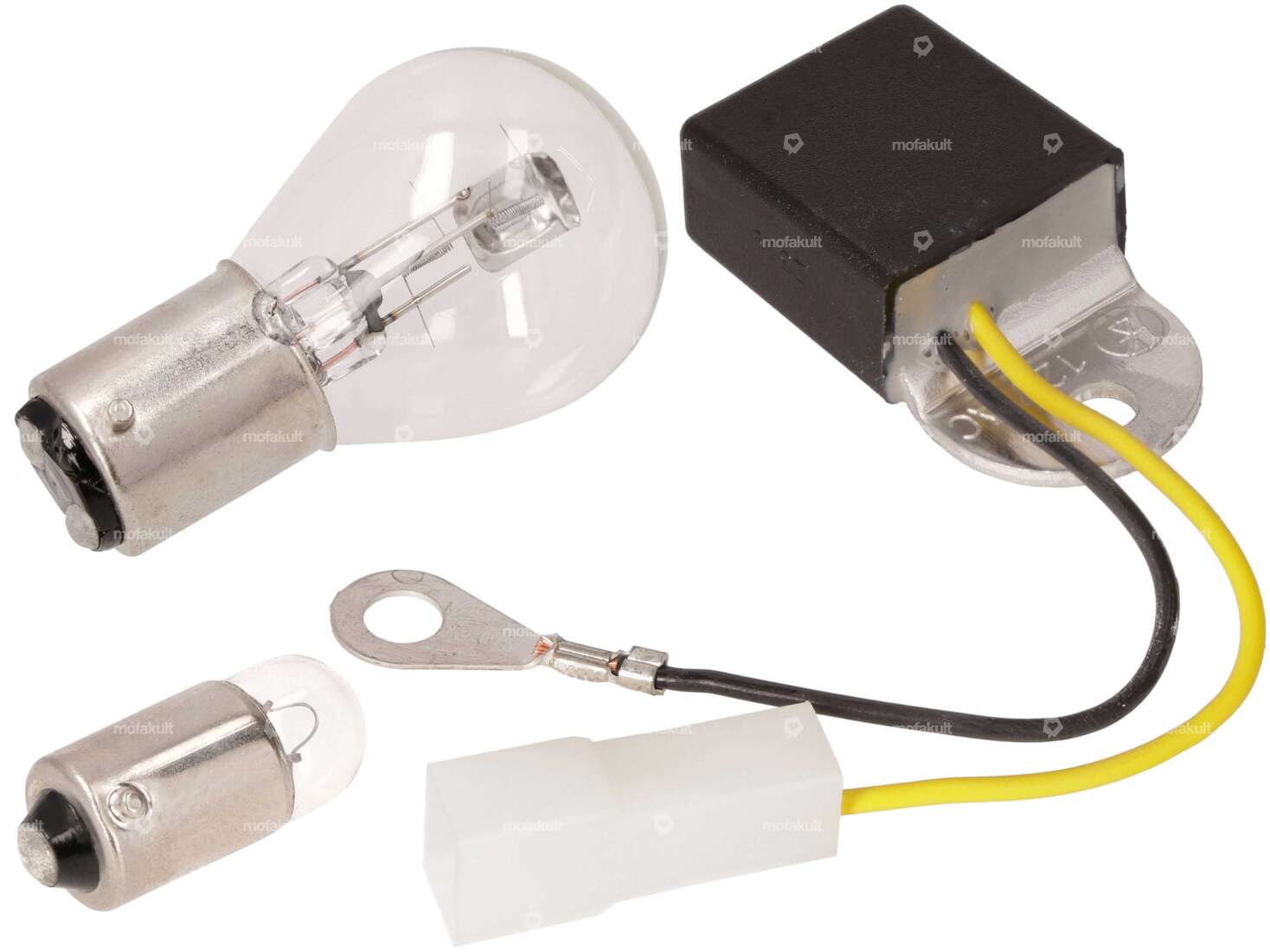 6V Glühbirnen-Set (BAX15d) mit Leonelli Spannungsregler | Puch Carousel Image 1