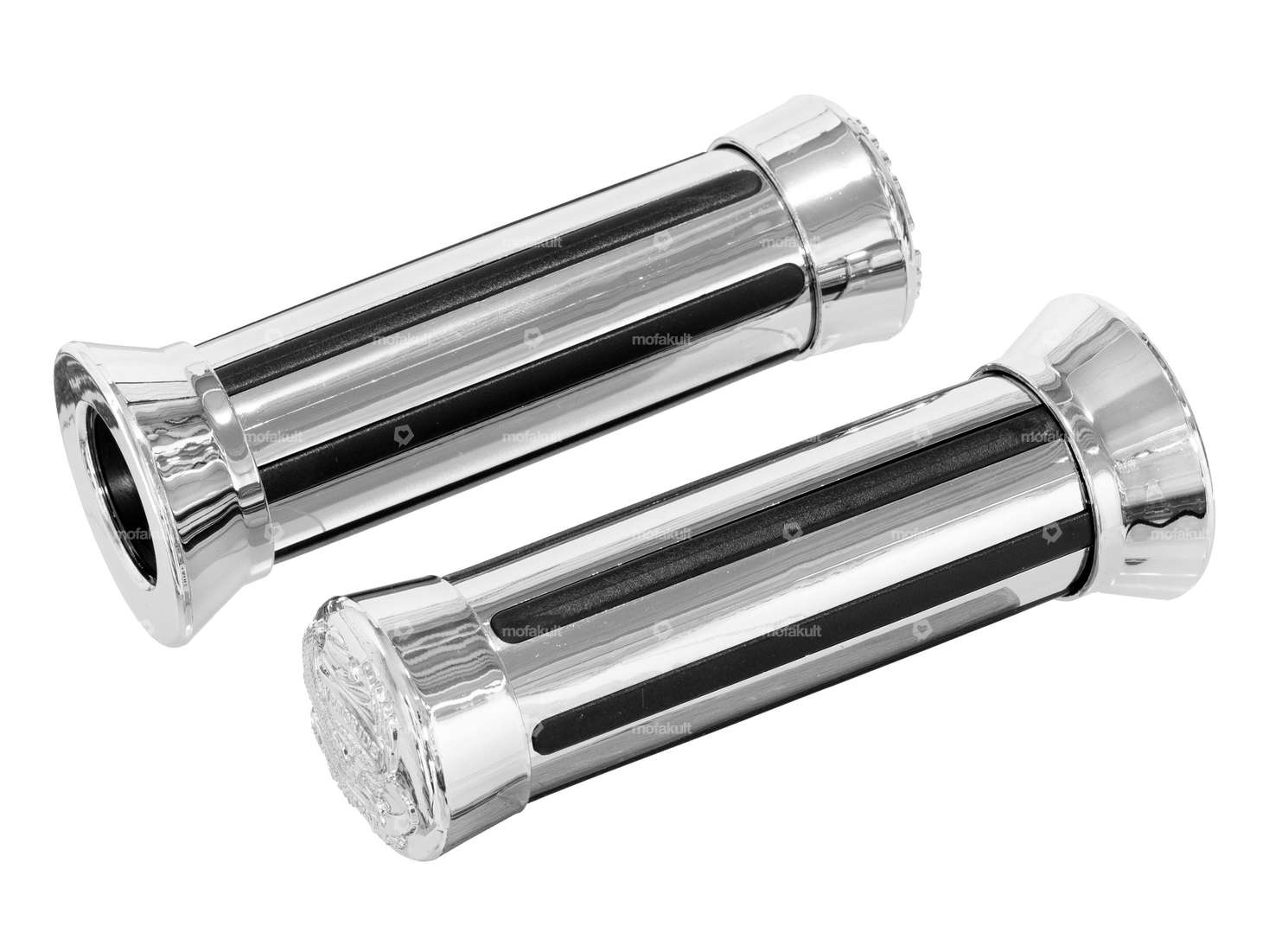 Chrome / black bar handles Carousel Image 1