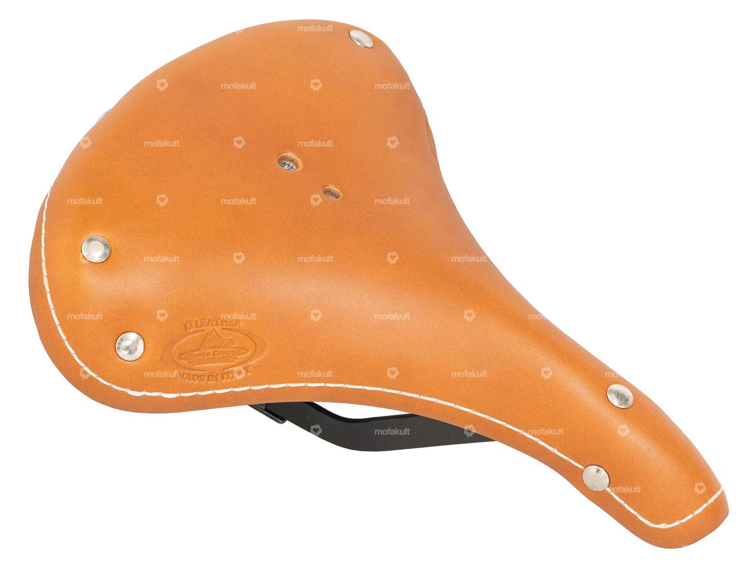 Saddle old England genuine leather barrel spring brown Carousel Image 2