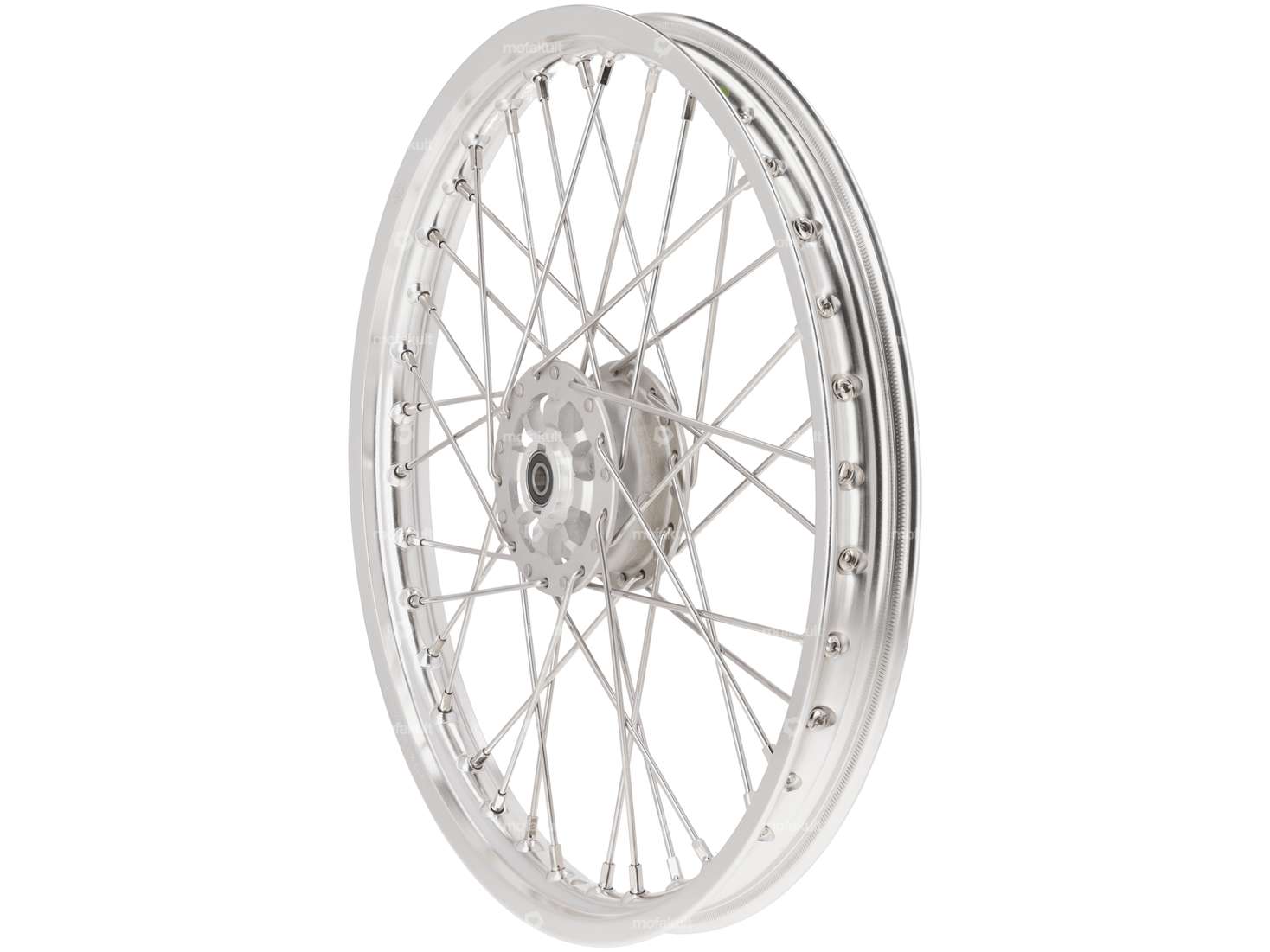 Spoked rim 17" front aluminum CNC solid silver Carousel Image 1