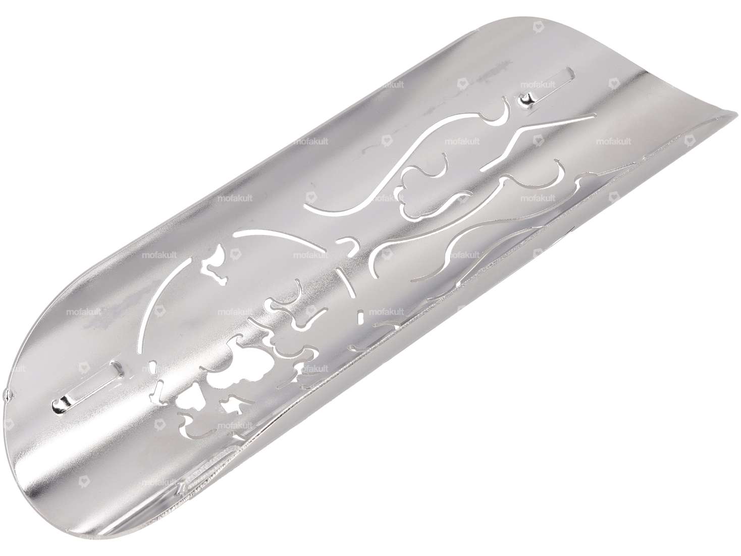 Exhaust heat plate "Flame Skull" chrome Carousel Image 2