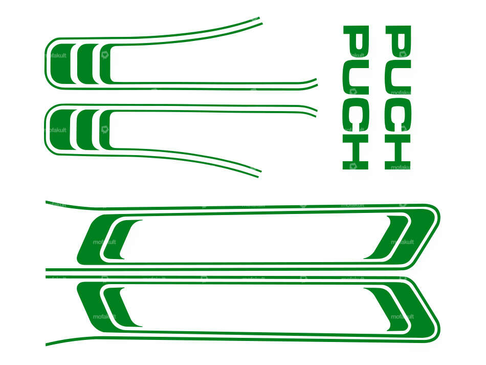 Klebersatz Tank & Rahmen grün (1A-Qualität) Folienplot | Puch Maxi S Carousel Image 1
