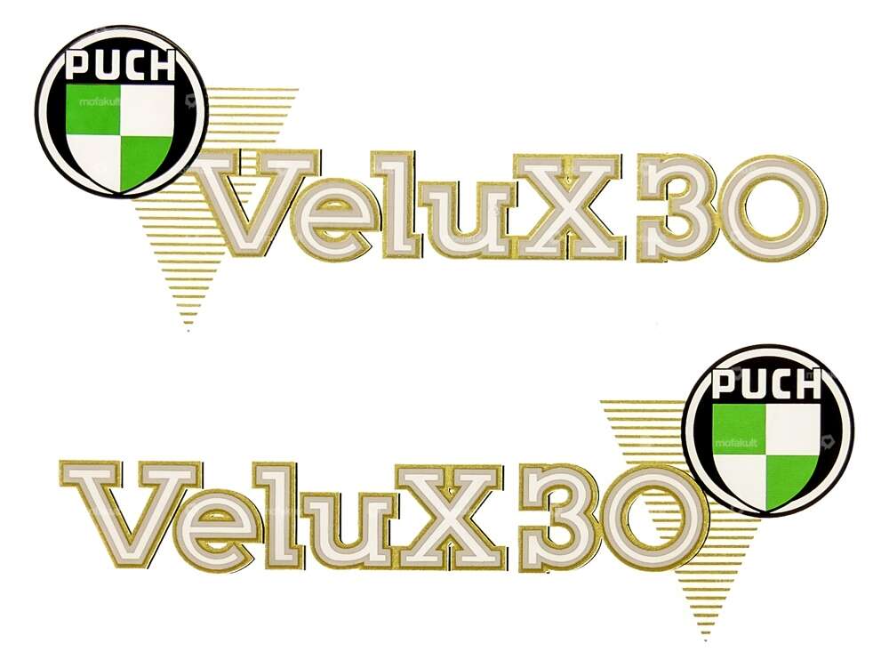 Aufkleber «Puch X30 Velux» alte Ausf. 91x36 Carousel Image 1