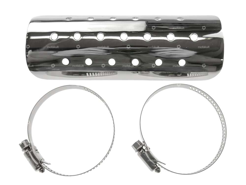 Auspuff Hitzeblech Löcher Stahl Chrom (150 mm) Carousel Image 1