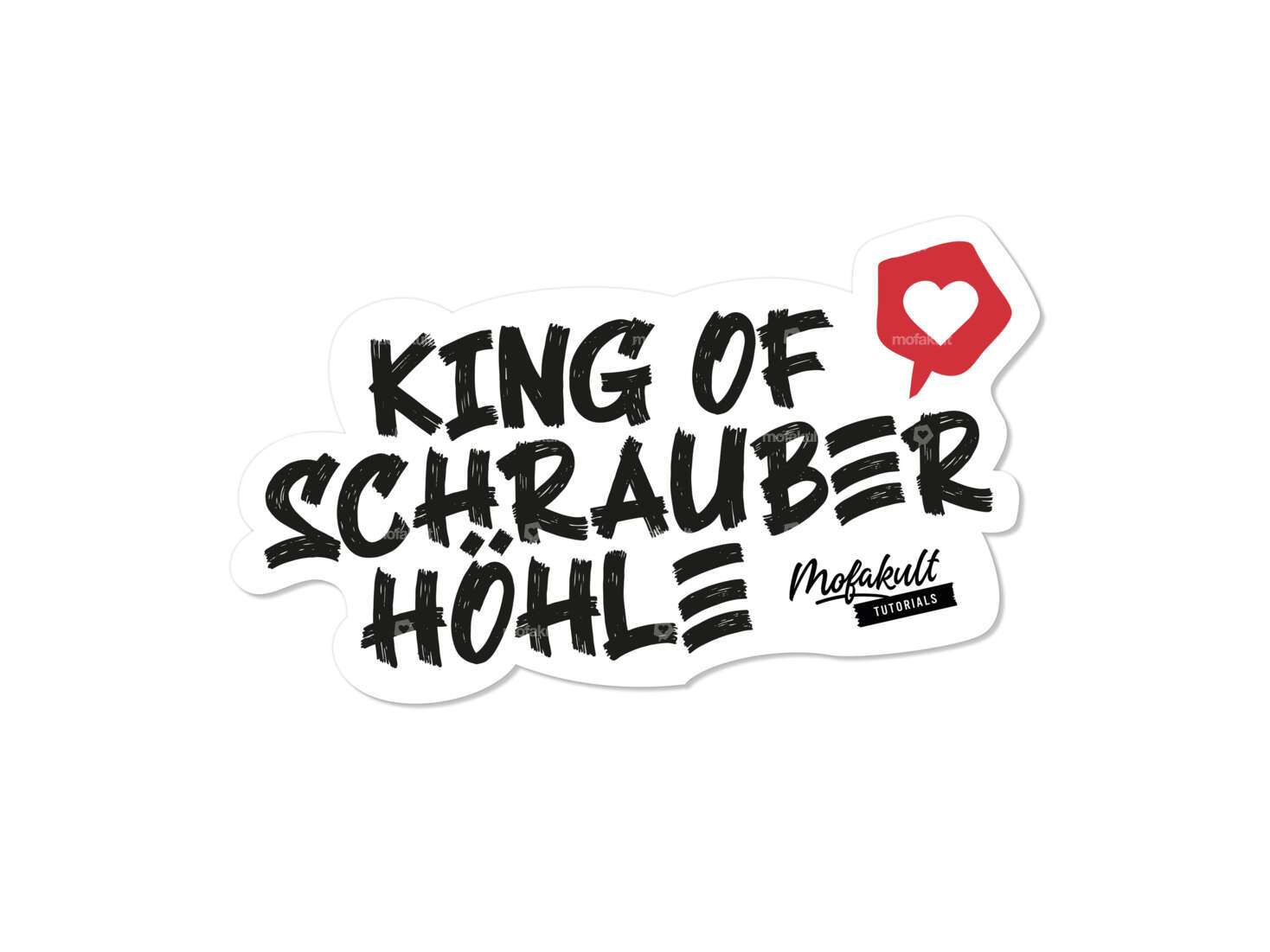Aufkleber «mofakult Tutorials - King of Schrauber Höhle» 90 x 55 mm Carousel Image 1