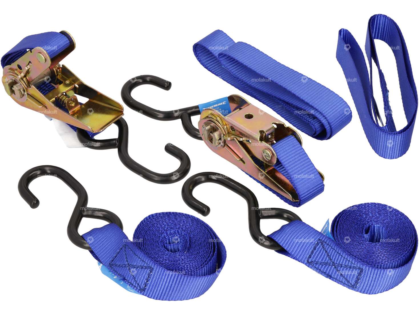 Tensioning strap set 25 mm x 3 m ratchet & tensioning straps 6 pcs. Carousel Image 1