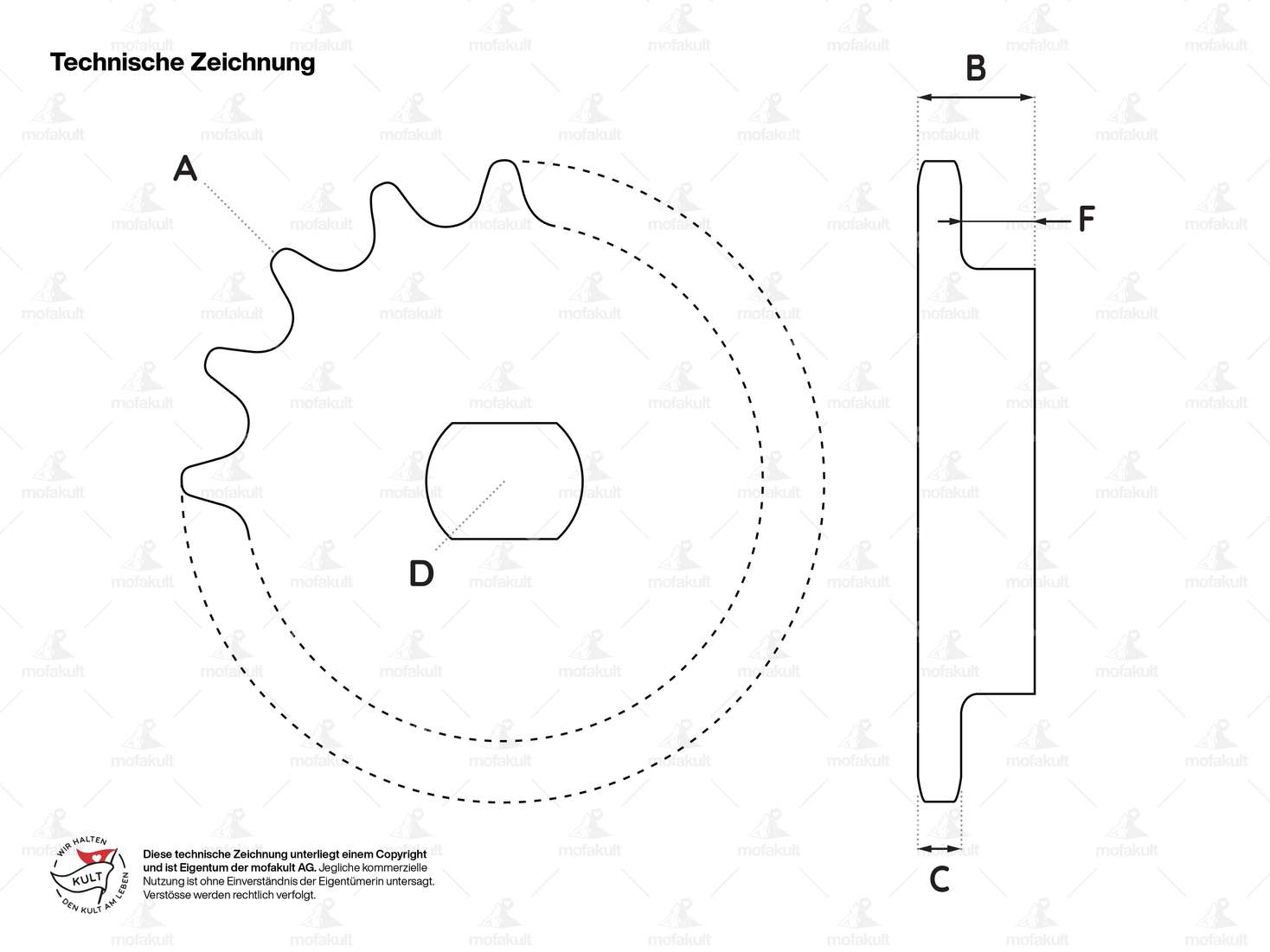Ritzel 13 Zähne einseitiger Absatz (415 Kette) | Kreidler Carousel Image 4