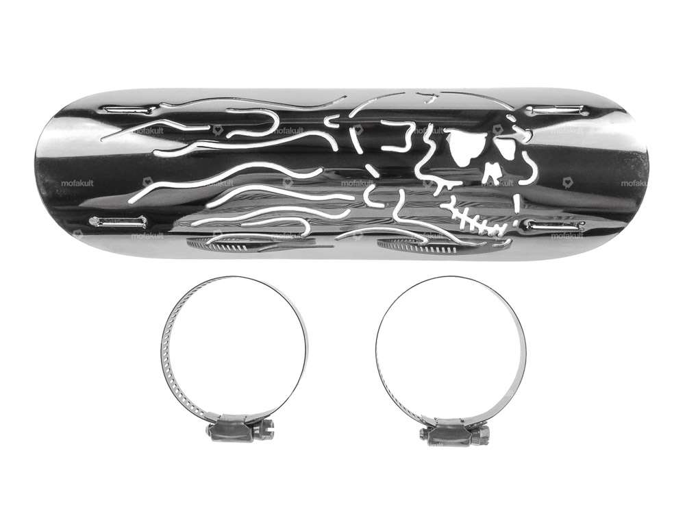 Exhaust heat plate "Flame Skull" chrome Carousel Image 1