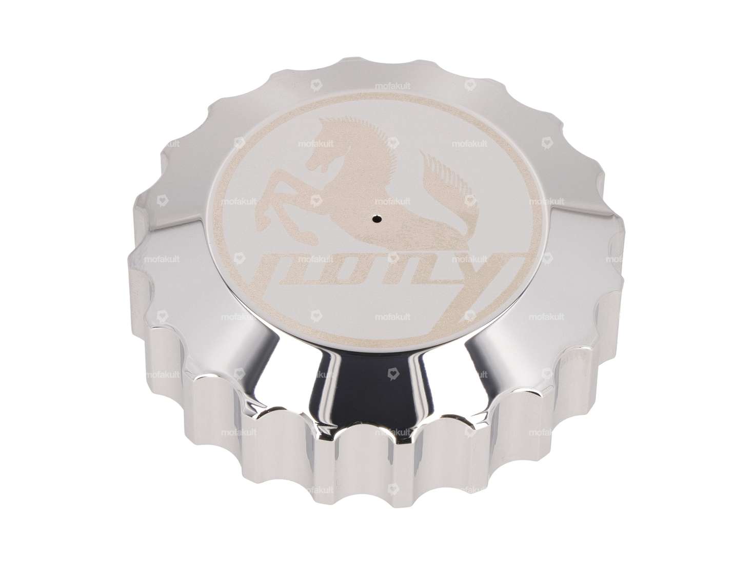 66HEROES Tankdeckel «Pony» Bajonett 30 mm Chrom Carousel Image 1