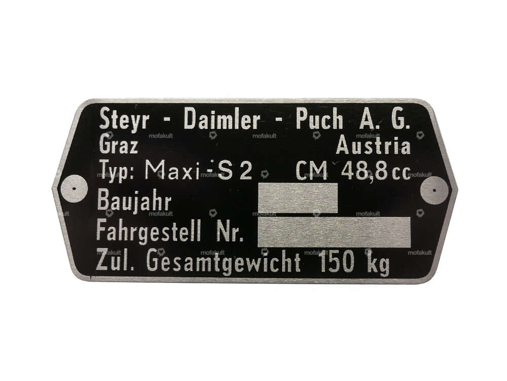 Type plate | Puch Maxi S2 Austria Carousel Image 1