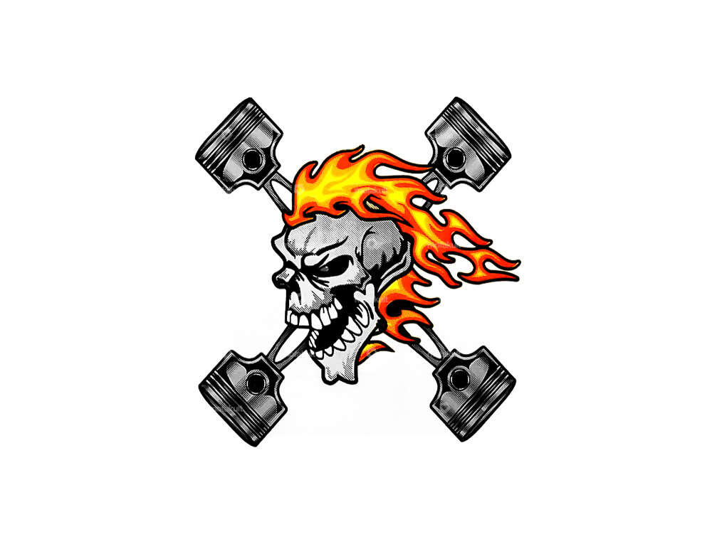 Skull Piston" sticker 120 x 95 mm Carousel Image 1