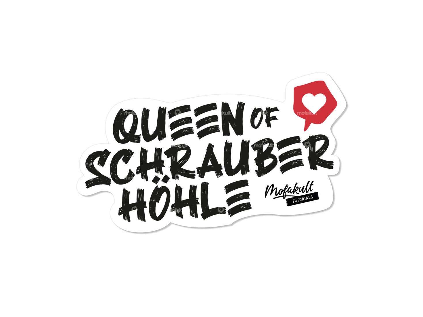Aufkleber «mofakult Tutorials - Queen of Schrauber Höhle» 90 x 55 mm Carousel Image 1