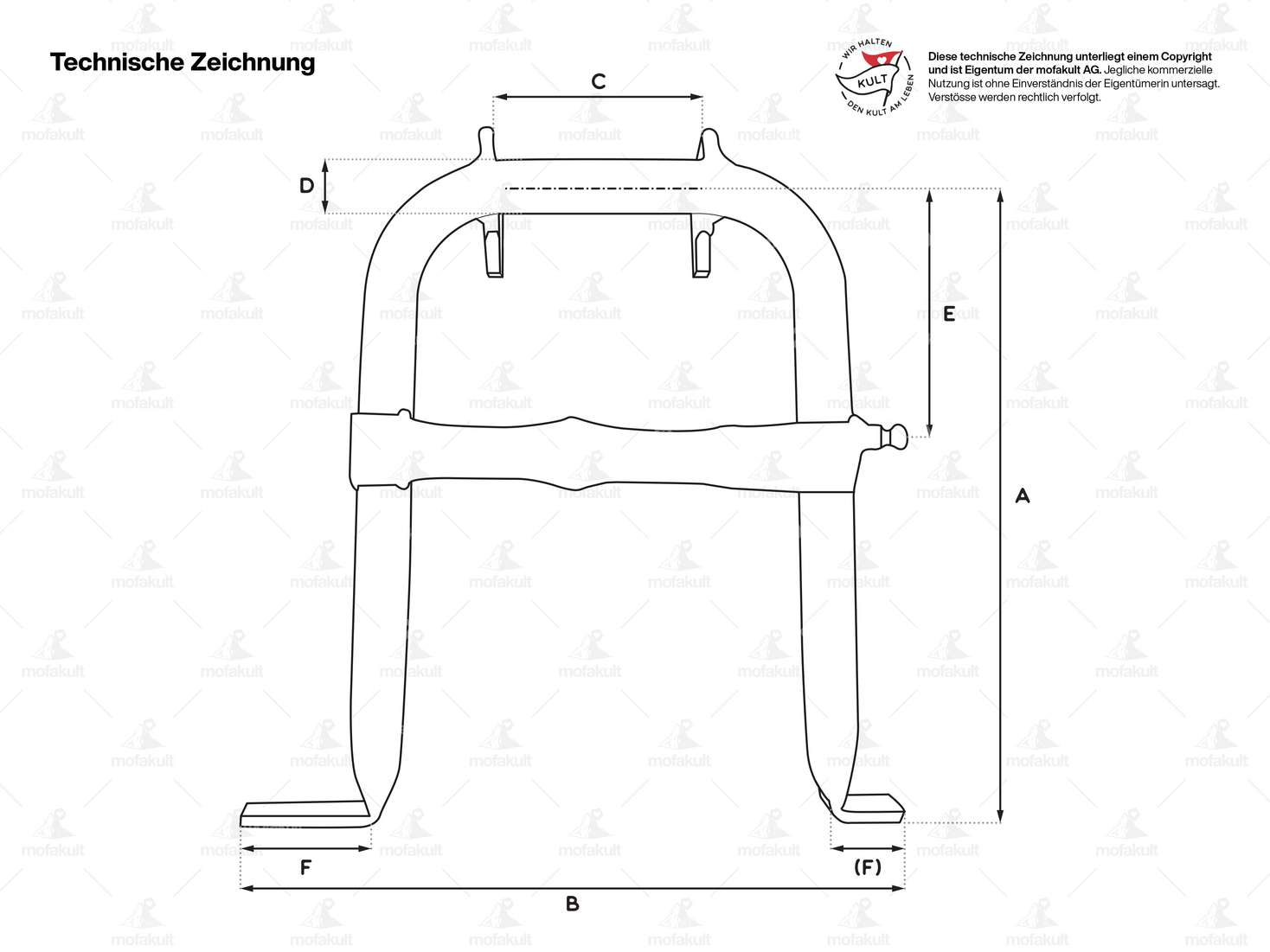 Buzzetti Hauptständer verlängert schwarz (1A-Qualität) | Puch Maxi S, P1 | X30 NS, NL, NG Carousel Image 3
