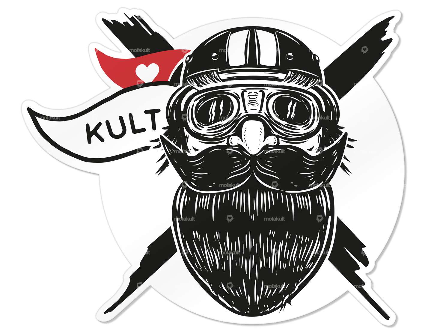 Aufkleber «bärtiger Bernhard» Ø 34 cm Heckscheibe Auto Carousel Image 1