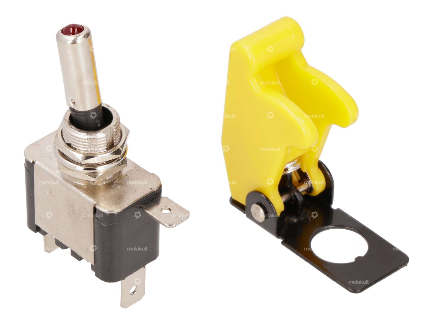 Toggle switch yellow Safety cap & LED Carousel Image 1