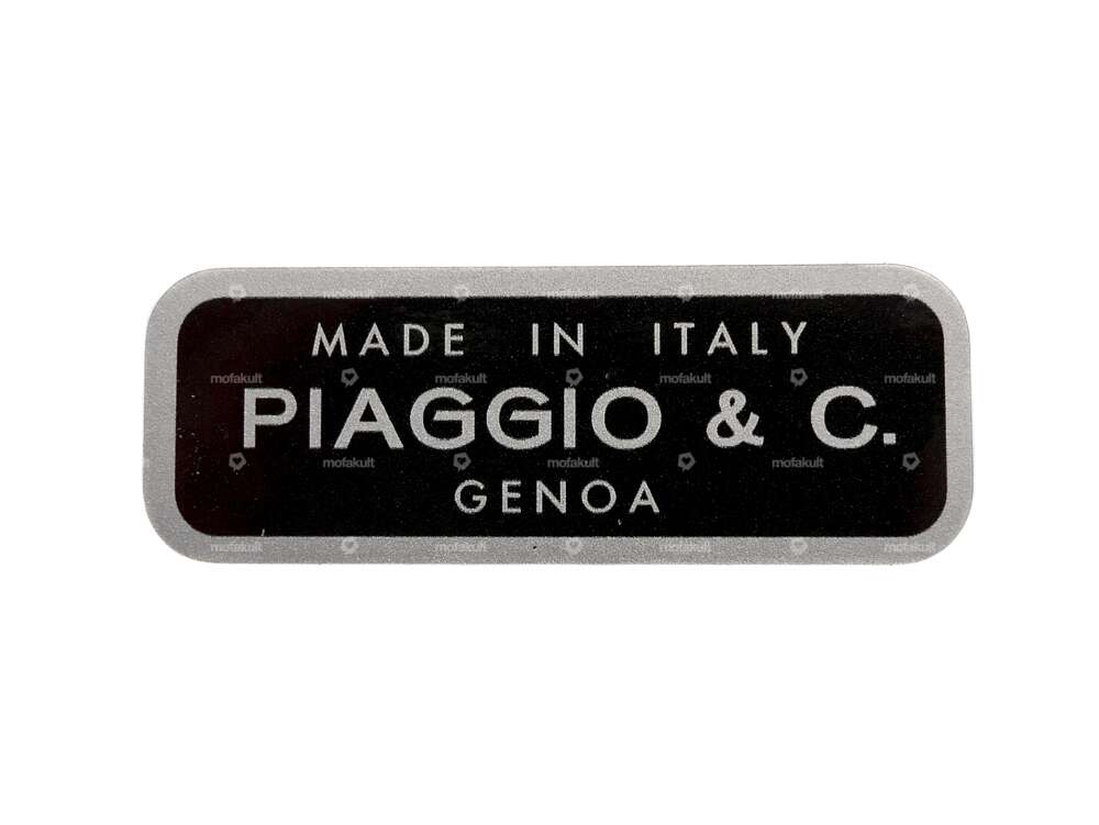 Aufkleber «Made in Italy Piaggio & C. Genoa» schwarz 55 x 20 mm | Piaggio Carousel Image 1