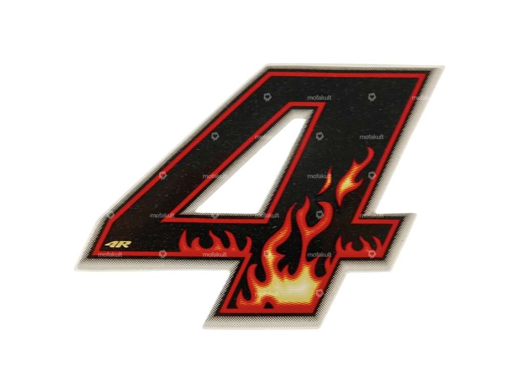 Aufkleber Number 4 Flame (Höhe 65 mm) Carousel Image 1