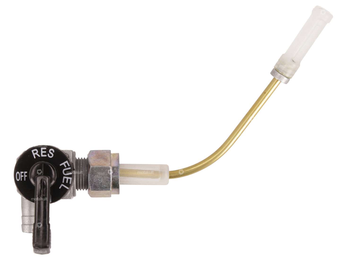 OMG Benzinhahn horizontal M12x1 beschriftet (mit Überwurfmutter) unten abgehend Carousel Image 1